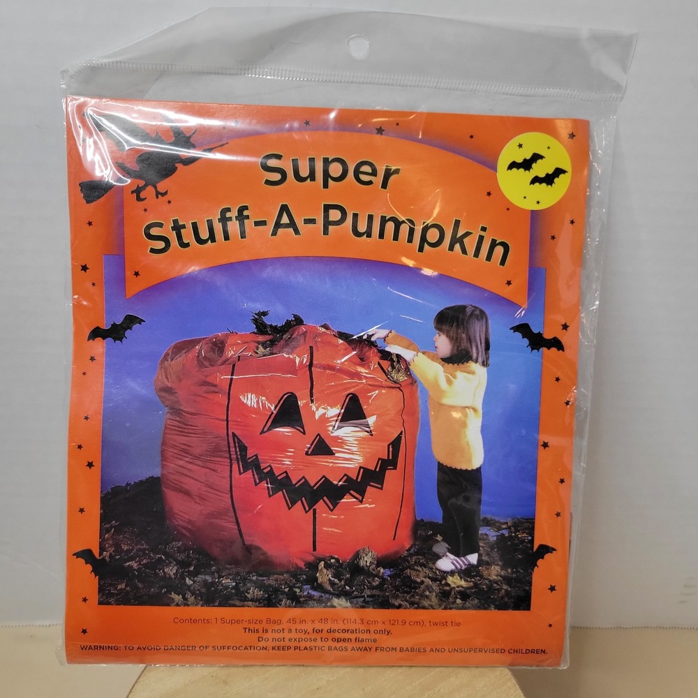 Super Stuff-A-Pumpkin Giant Halloween Leaf Bag 45x48 Outdoor Decor C503 NEW